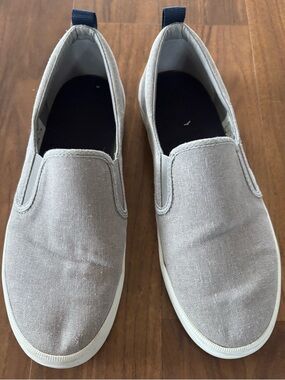 Sperry Women's Slip-On Canvas Flats in Sparkling Light Gray size 10